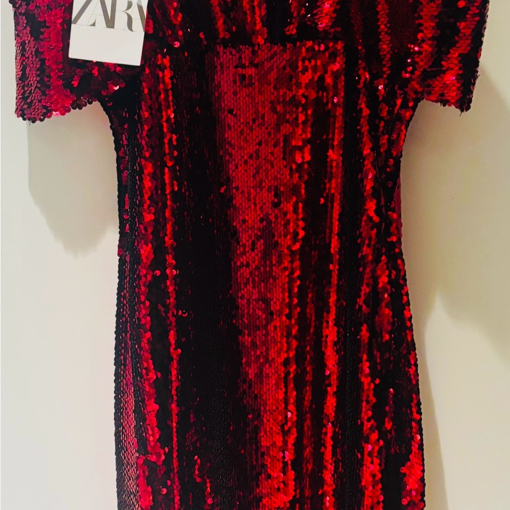 Zara Shimmering Red Sequin Dress